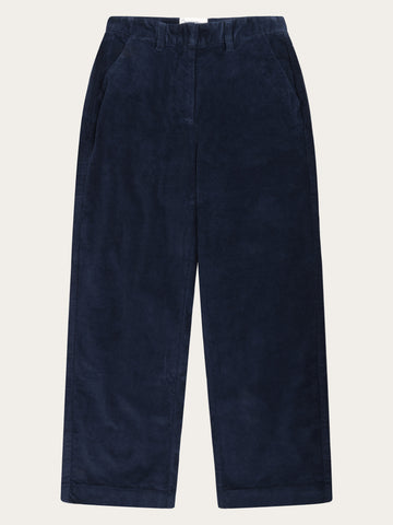 KnowledgeCotton Apparel - WMN Bora wide corduroy pant Pants 1412 Night Sky