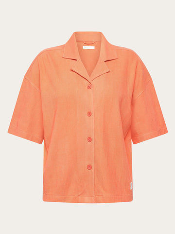 KnowledgeCotton Apparel - WMN Bouclé short sleeved shirt - GOTS/Vegan Shirts 1481 Langoustino