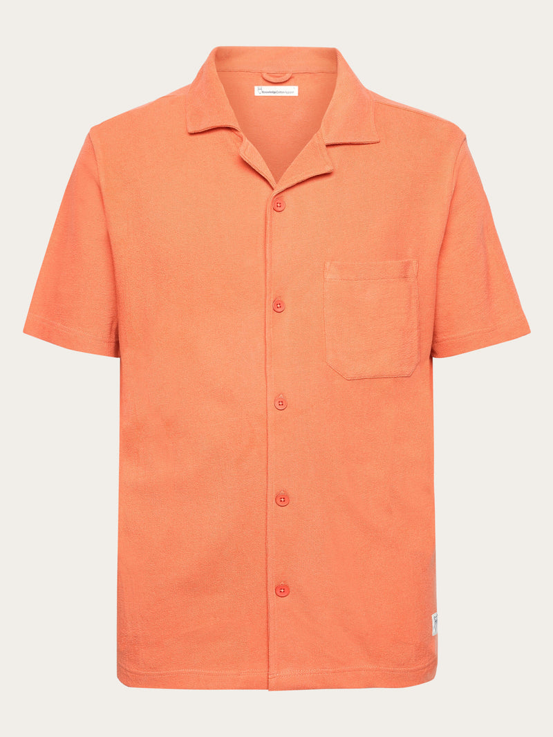 KnowledgeCotton Apparel - MEN Box fit short sleeve bouclé shirt - GOTS/Vegan Shirts 1481 Langoustino