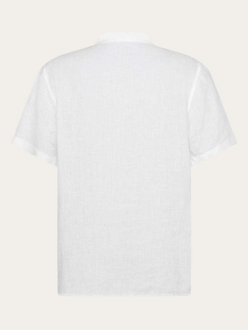 KnowledgeCotton Apparel - MEN Box fit short sleeved linen shirt Shirts 1010 Bright White
