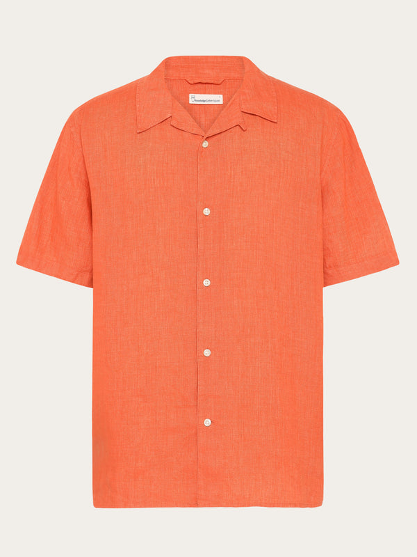 KnowledgeCotton Apparel - MEN Box fit short sleeved linen shirt Shirts 1481 Langoustino