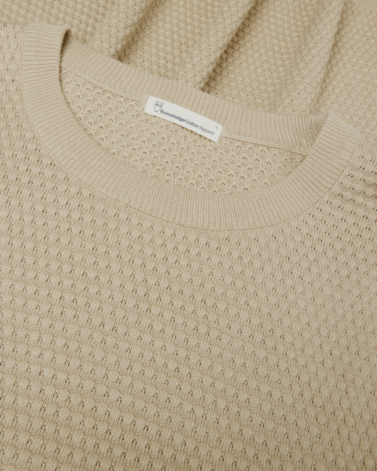KnowledgeCotton Apparel - MEN Bubble knit crew neck Knits 1228 Light feather gray