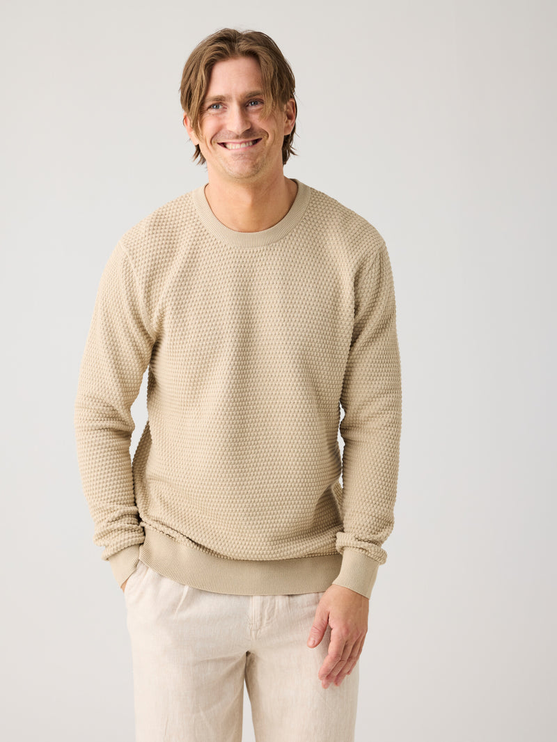 KnowledgeCotton Apparel - MEN Bubble knit crew neck Knits 1228 Light feather gray