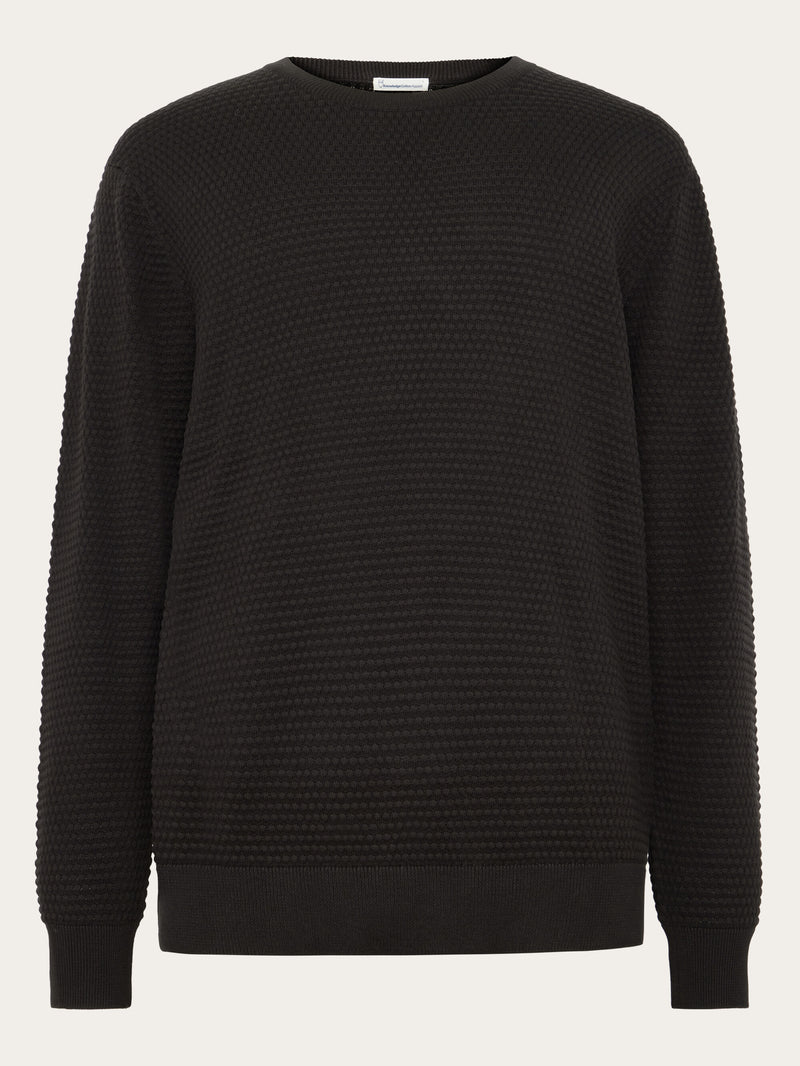 KnowledgeCotton Apparel - MEN Bubble knit crew neck Knits 1487 Chocolate Torte