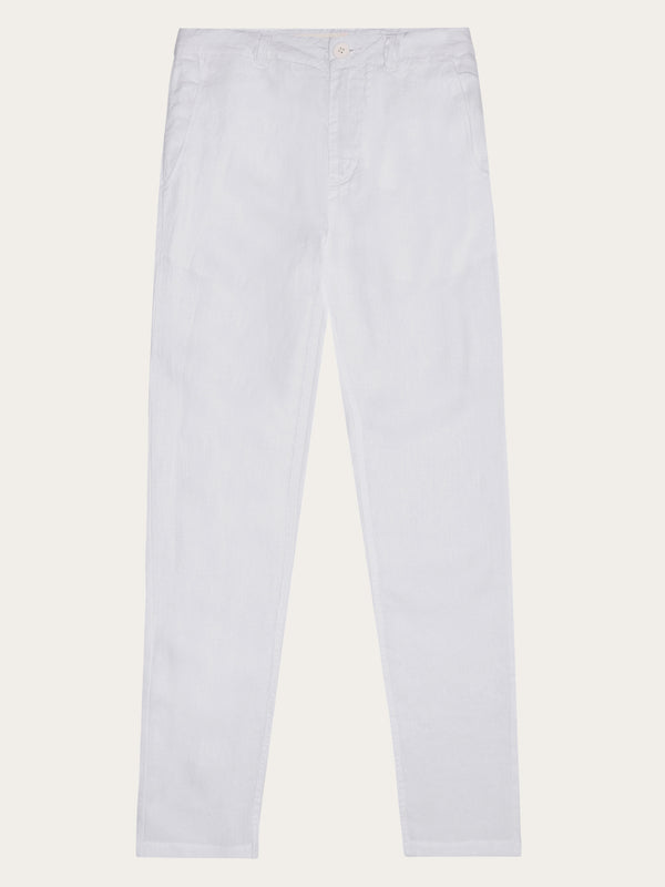 KnowledgeCotton Apparel - WMN CALLA tapered mid-rise linen pants - GOTS/Vegan Pants 1010 Bright White