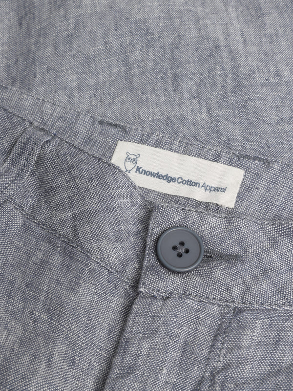 KnowledgeCotton Apparel - WMN CALLA tapered mid-rise linen pants - GOTS/Vegan Pants 1226 Vintage Indigo