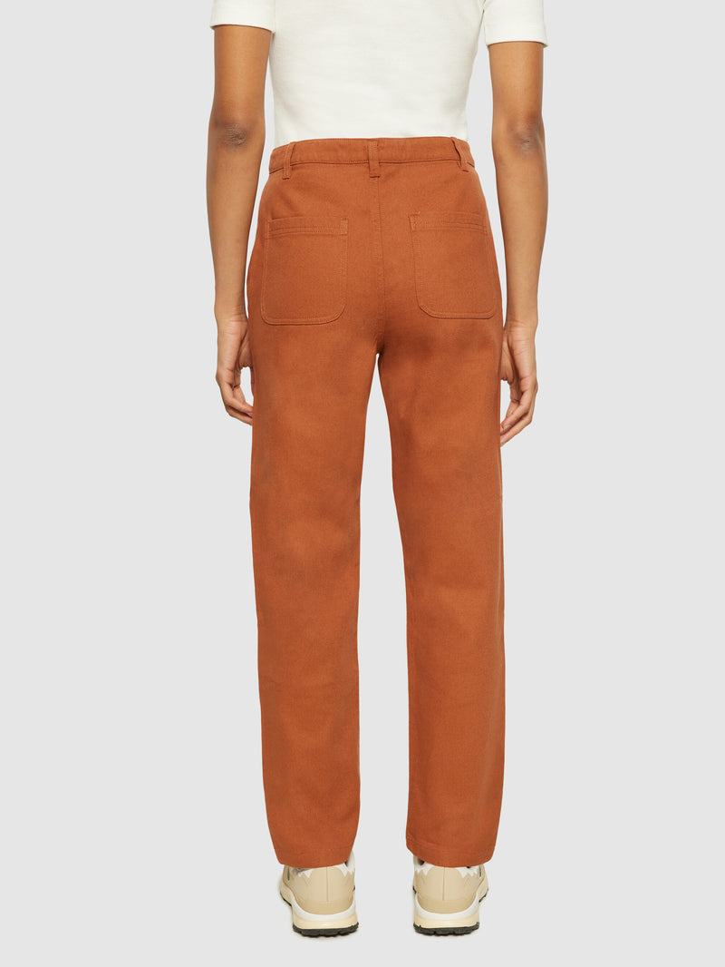 KnowledgeCotton Apparel - WMN CALLA tapered mid-rise twill workwear pants - GOTS/Vegan Pants 1426 Mocha Bisque