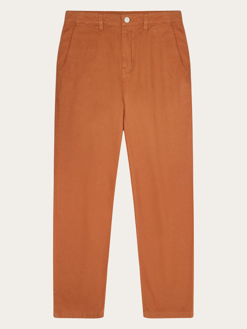 KnowledgeCotton Apparel - WMN CALLA tapered mid-rise twill workwear pants - GOTS/Vegan Pants 1426 Mocha Bisque