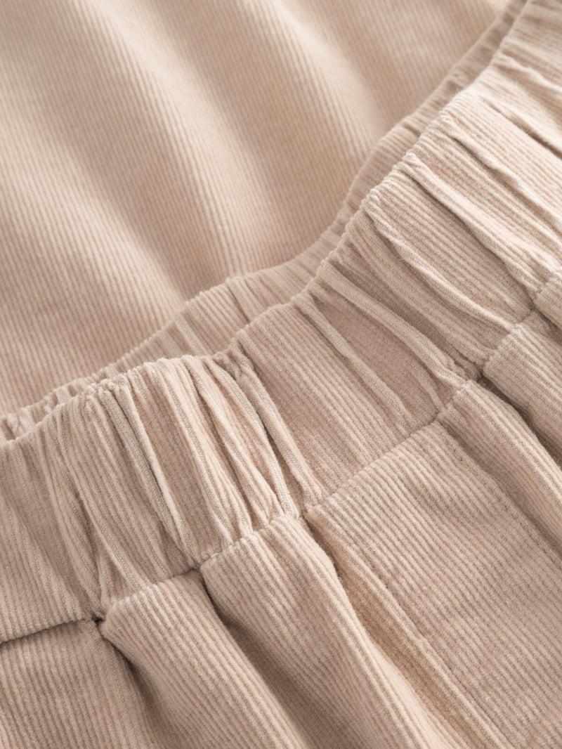KnowledgeCotton Apparel - WMN CHLOE barrel high-rise babycord elastic waistband pants Pants 1228 Light feather gray