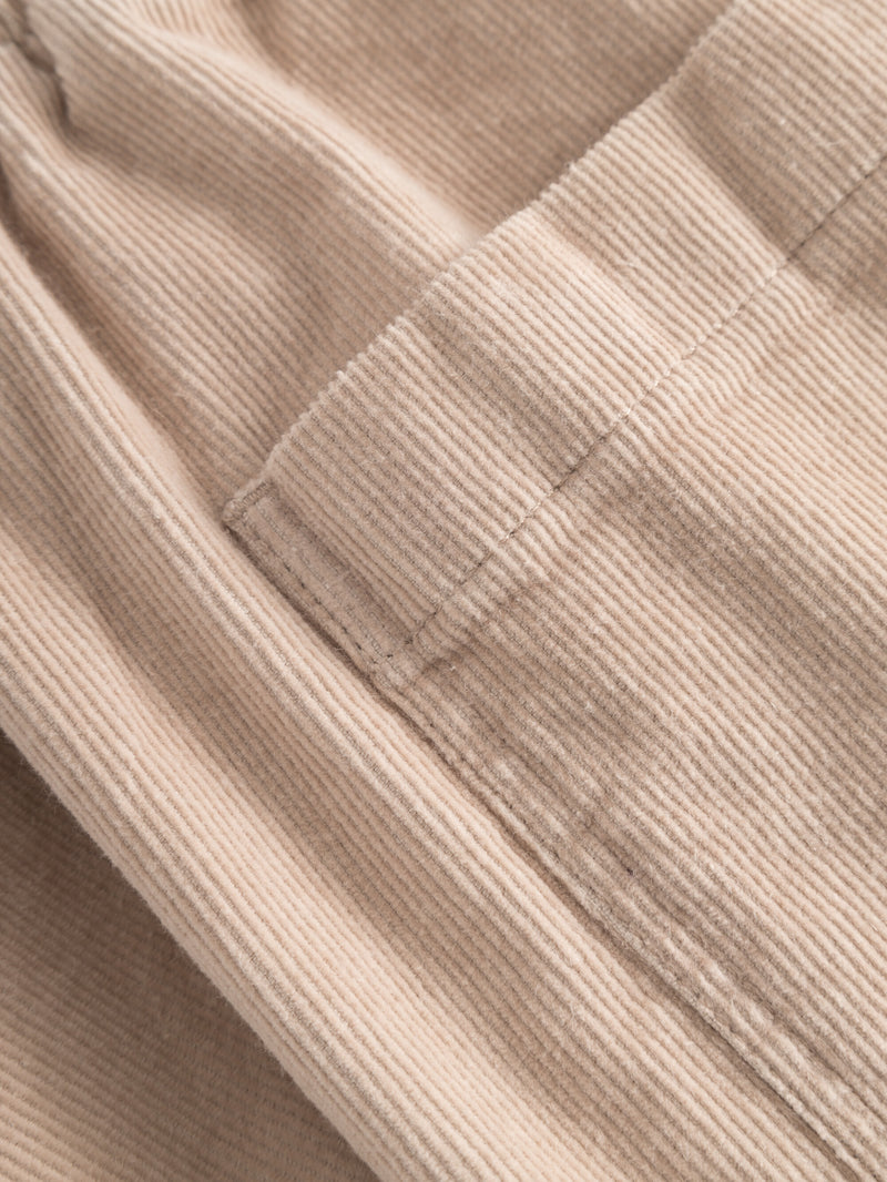 KnowledgeCotton Apparel - WMN CHLOE barrel high-rise babycord elastic waistband pants Pants 1228 Light feather gray