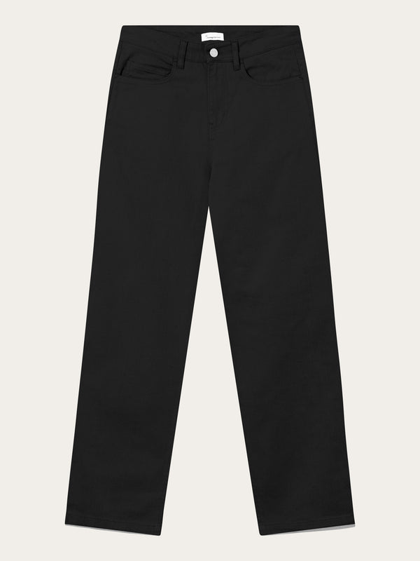 KnowledgeCotton Apparel - WMN CHLOE barrel high-rise twill 5-pocket pants Pants 1300 Black Jet