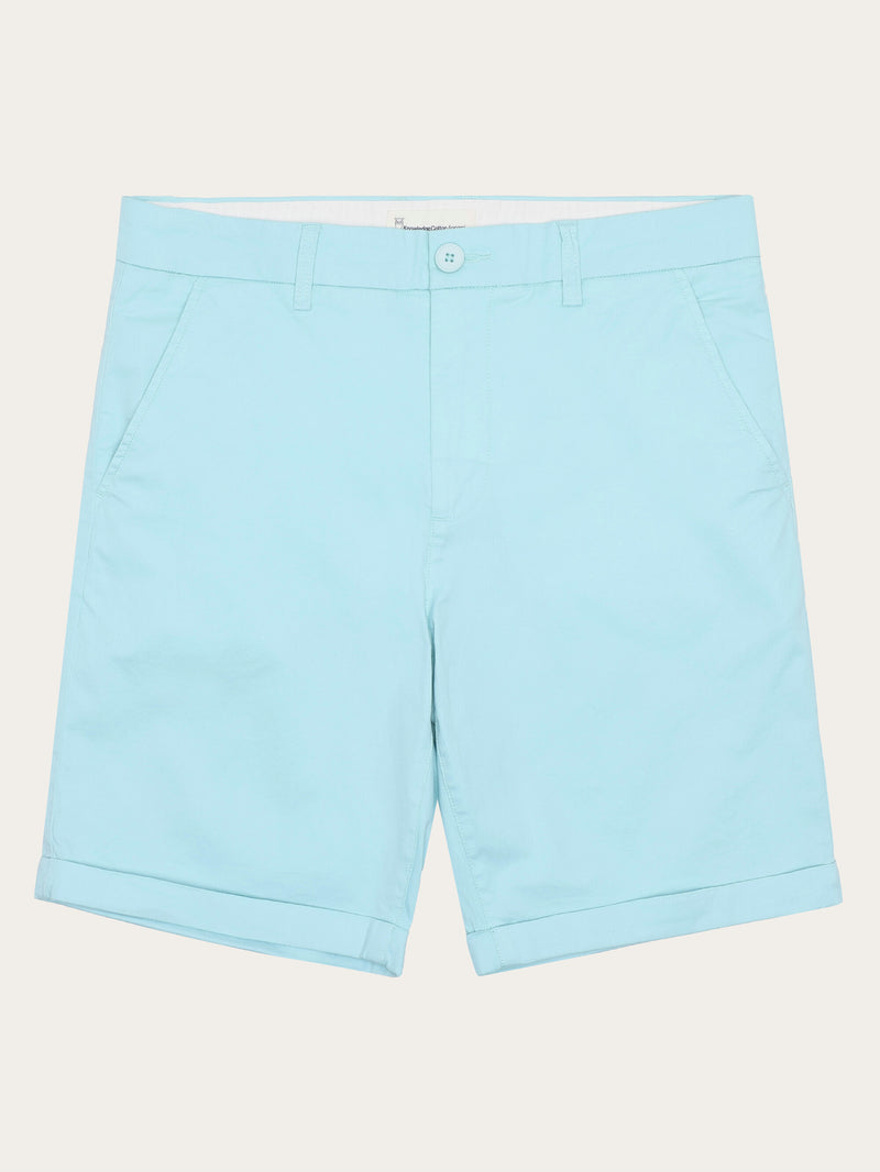 KnowledgeCotton Apparel - MEN CHUCK regular chino poplin shorts Shorts 1480 Aqua-Esque