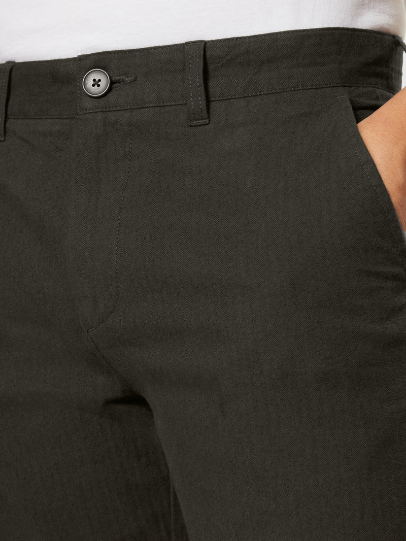 KnowledgeCotton Apparel - MEN CHUCK regular flannel herringbone chinos - GOTS/Vegan Pants 1243 Demitasse (brown)