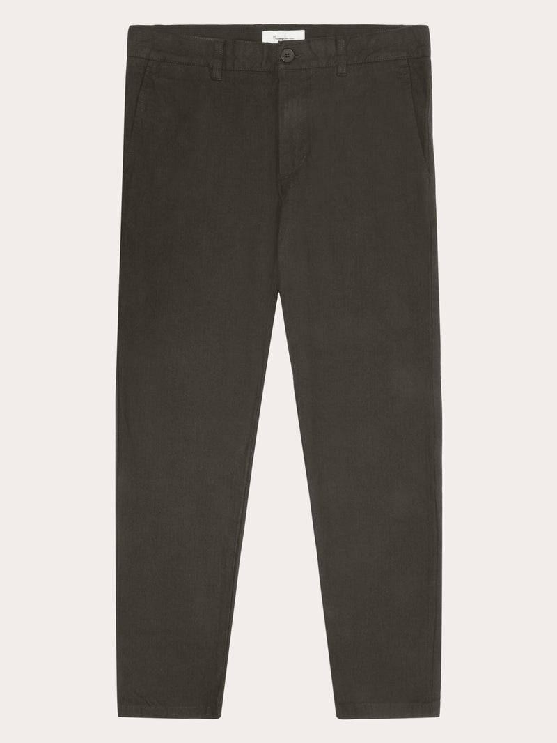 KnowledgeCotton Apparel - MEN CHUCK regular flannel herringbone chinos - GOTS/Vegan Pants 1243 Demitasse (brown)