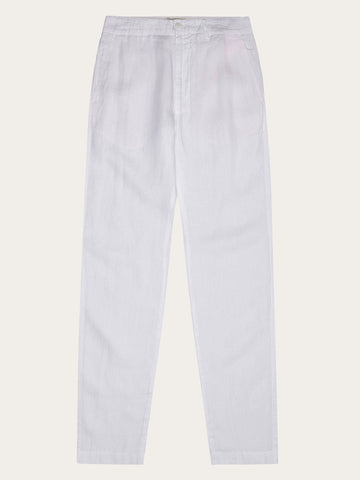 KnowledgeCotton Apparel - MEN Chuck regular linen pants Pants 1010 Bright White