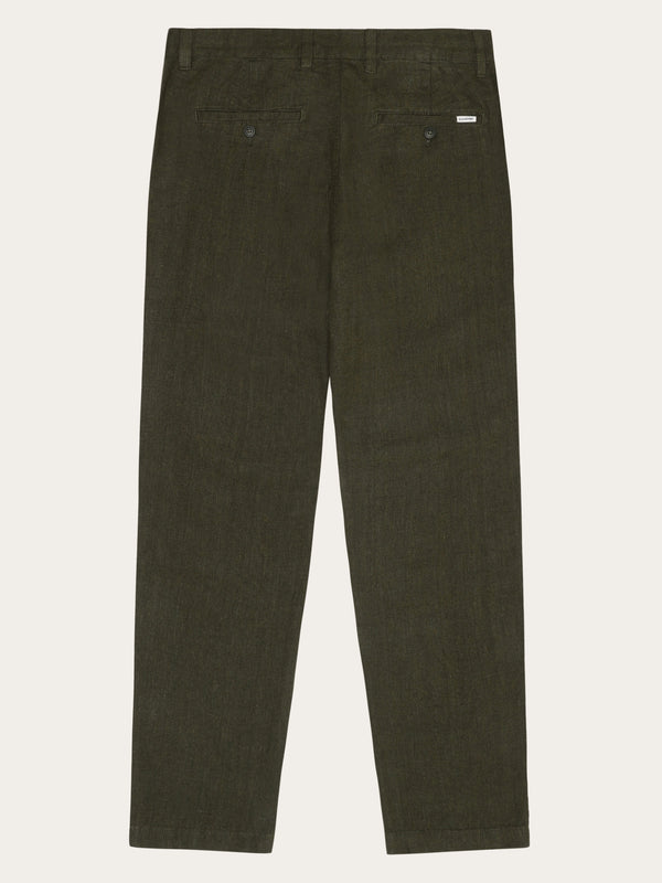 KnowledgeCotton Apparel - MEN CHUCK regular linen pants - GOTS/Vegan Pants 1068 Burned Olive