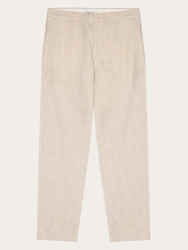KnowledgeCotton Apparel - MEN CHUCK regular linen pants - GOTS/Vegan Pants 1449 Yarndyed - Light feather gray
