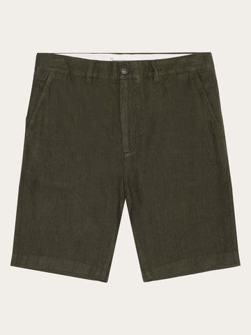 KnowledgeCotton Apparel - MEN Chuck regular linen shorts Shorts 1068 Burned Olive