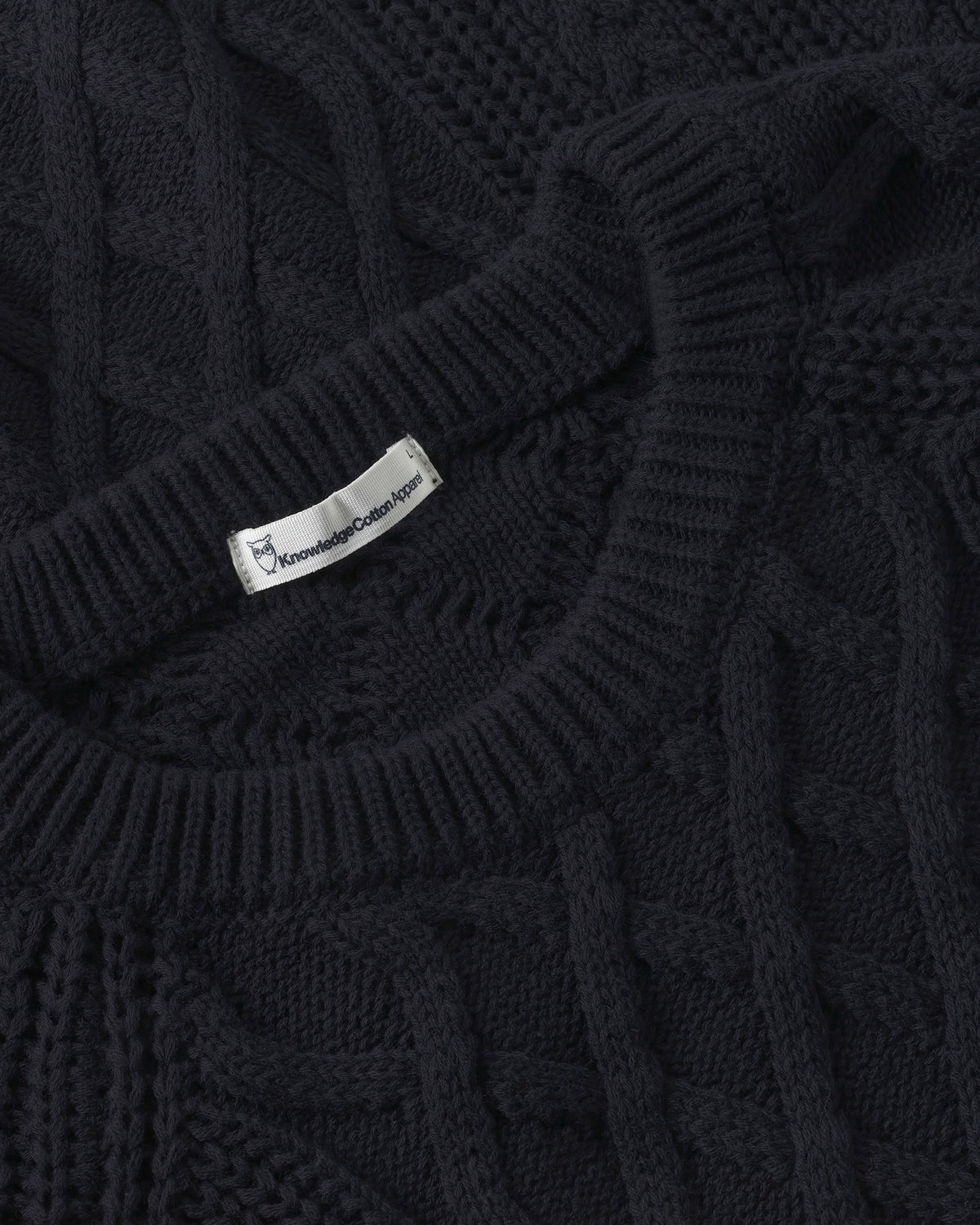 KnowledgeCotton Apparel - MEN Cable knit sweater Knits 1412 Night Sky
