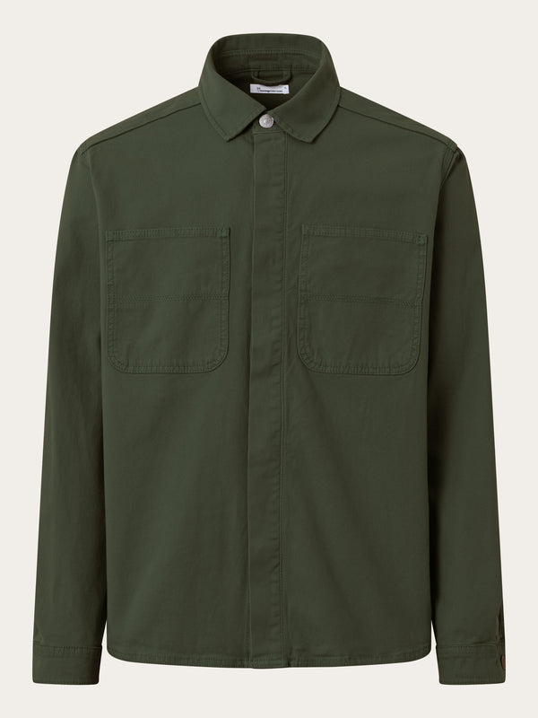 KnowledgeCotton Apparel - MEN Canvas fabric dyed over shirt Overshirts 1090 Forrest Night