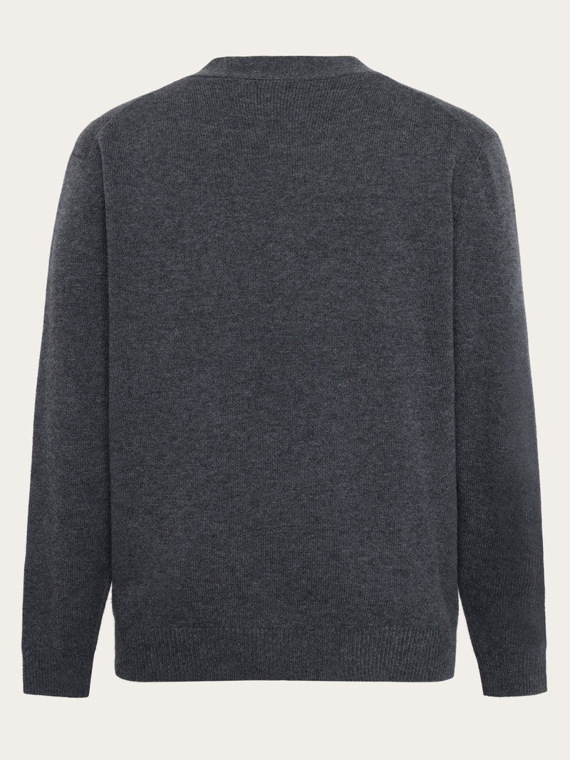 KnowledgeCotton Apparel - MEN Cashmere Cardigan Knit RWS Knits 1073 Dark Grey Melange