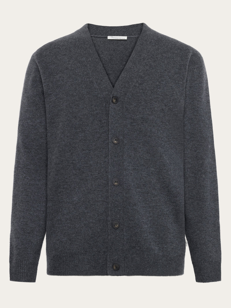 KnowledgeCotton Apparel - MEN Cashmere Cardigan Knit RWS Knits 1073 Dark Grey Melange