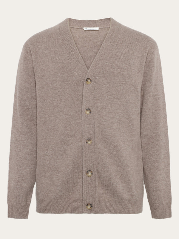 KnowledgeCotton Apparel - MEN Cashmere Cardigan Knit RWS Knits 1336 Kelp melange