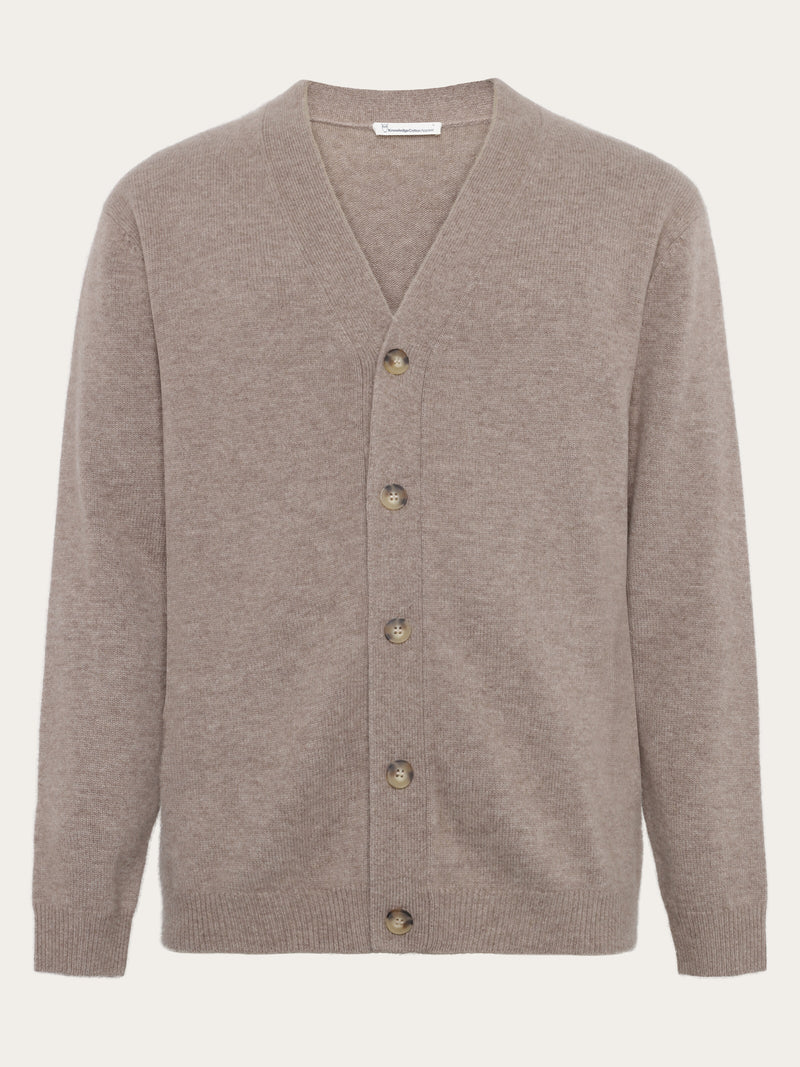 KnowledgeCotton Apparel - MEN Cashmere Cardigan Knit RWS Knits 1336 Kelp melange