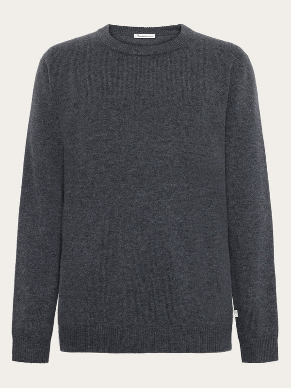 KnowledgeCotton Apparel - MEN Cashmere Crew Neck Knit RWS Knits 1073 Dark Grey Melange
