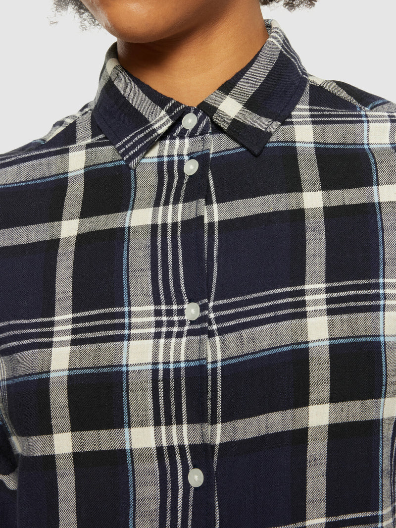 KnowledgeCotton Apparel - WMN Check flannel shirt - GOTS/Vegan Shirts 1300 Black Jet