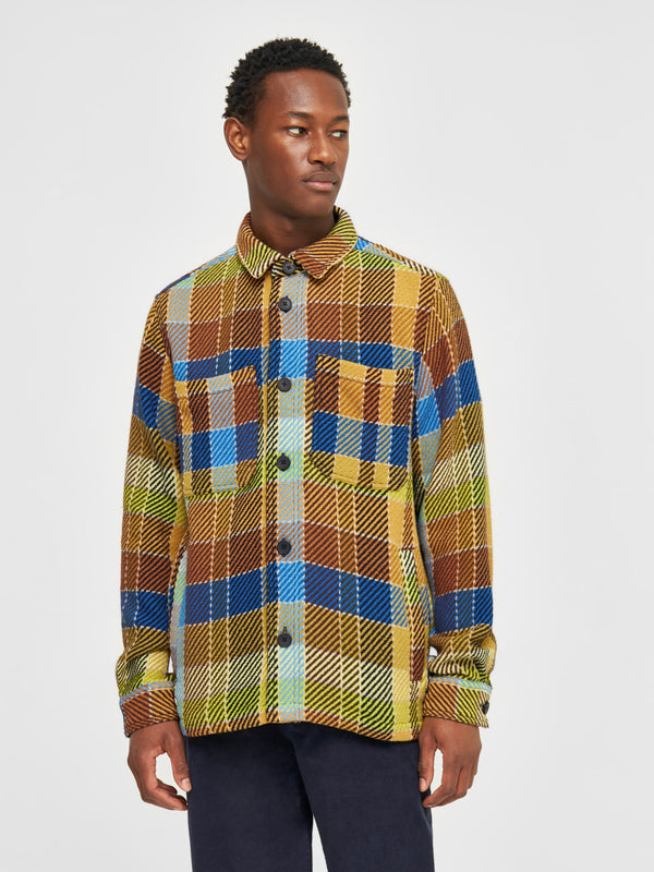 KnowledgeCotton Apparel - MEN Checked overshirt Overshirts 7021 blue check