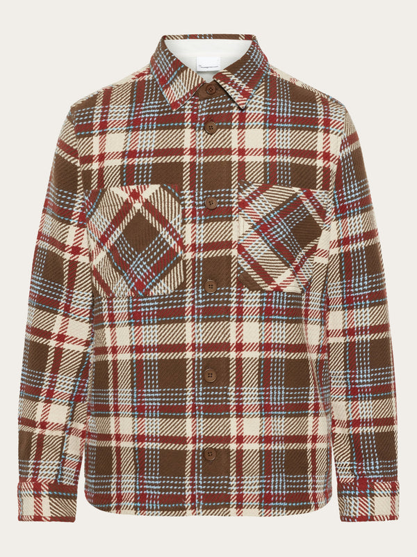 KnowledgeCotton Apparel - MEN Checked overshirt - GOTS/Vegan Overshirts 7025 Red check