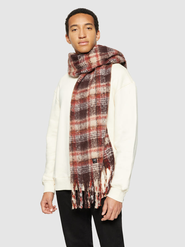 KnowledgeCotton Apparel - UNI Checked scarf - GRS/Vegan Scarfs 7026 Brown check