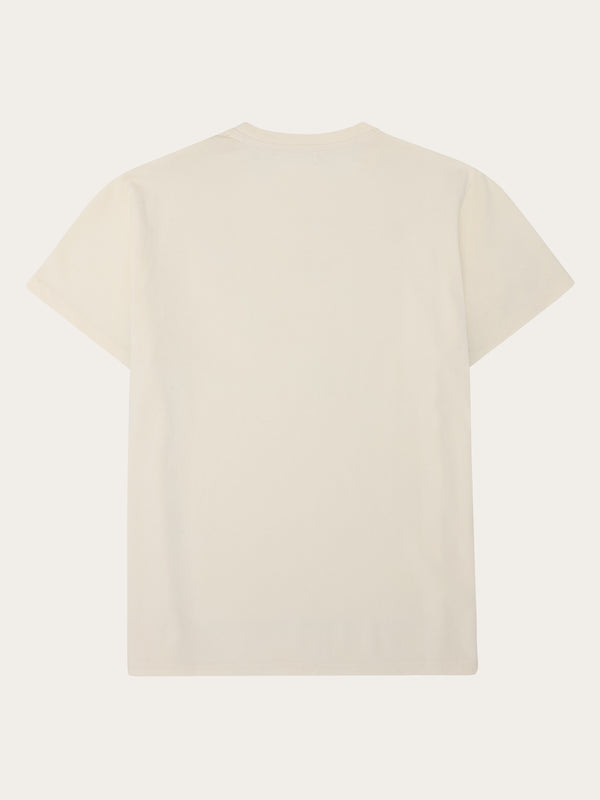 KnowledgeCotton Apparel - MEN Chest embroidery t-shirt T-shirts 1387 Egret