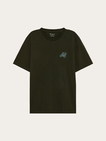 KnowledgeCotton Apparel - MEN Chest embroidery t-shirt T-shirts 1090 Forest Night