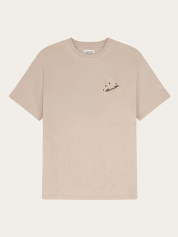 KnowledgeCotton Apparel - MEN Chest embroidery t-shirt T-shirts 1228 Light feather gray