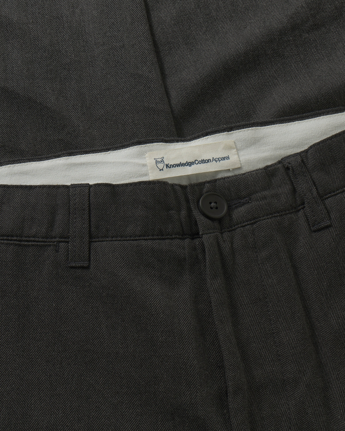 KnowledgeCotton Apparel - MEN Chuck regular herringbone pants Pants 1073 Dark Grey Melange