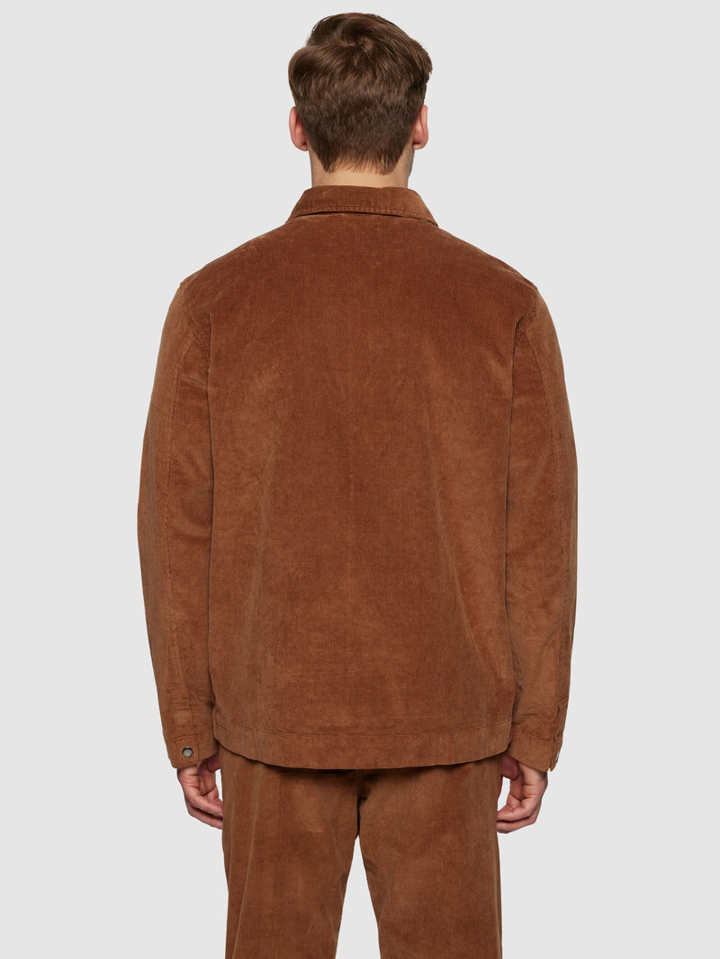 KnowledgeCotton Apparel - MEN Classic 14-wales cotton corduroy zip overshirt - GOTS/Vegan Overshirts 1121 Dachshund