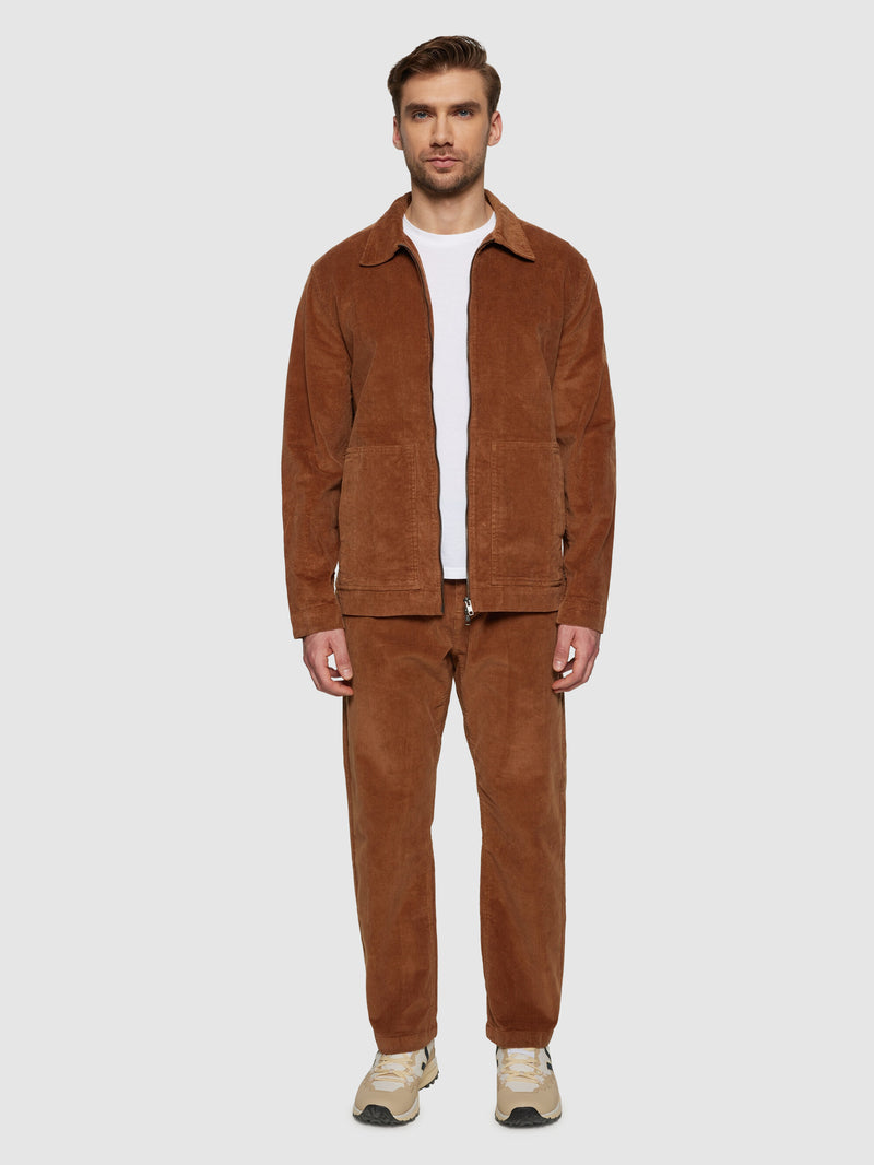 KnowledgeCotton Apparel - MEN Classic 14-wales cotton corduroy zip overshirt - GOTS/Vegan Overshirts 1121 Dachshund