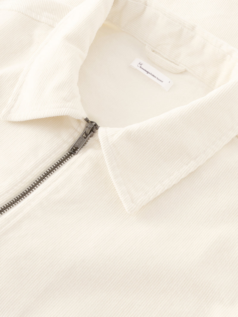 KnowledgeCotton Apparel - MEN Classic 14-wales cotton corduroy zip overshirt - GOTS/Vegan Overshirts 1387 Egret