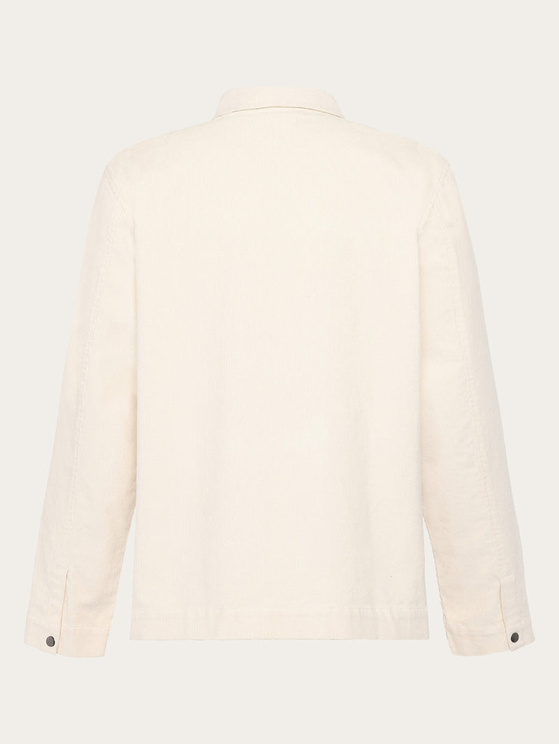 KnowledgeCotton Apparel - MEN Classic 14-wales cotton corduroy zip overshirt - GOTS/Vegan Overshirts 1387 Egret