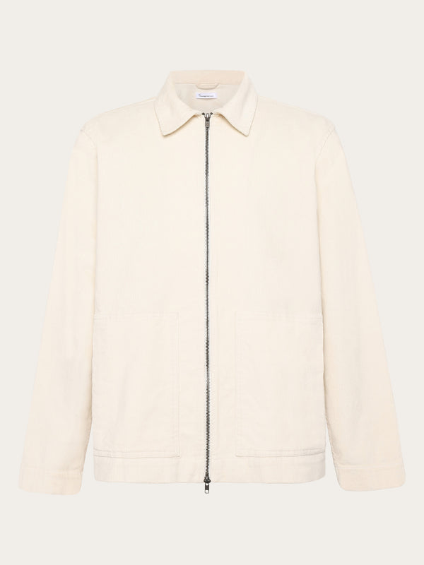 KnowledgeCotton Apparel - MEN Classic 14-wales cotton corduroy zip overshirt - GOTS/Vegan Overshirts 1387 Egret