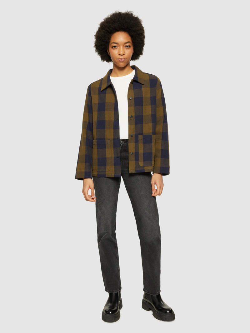 KnowledgeCotton Apparel - WMN Classic check overshirt - GOTS/Vegan Overshirts 7030 Beige check