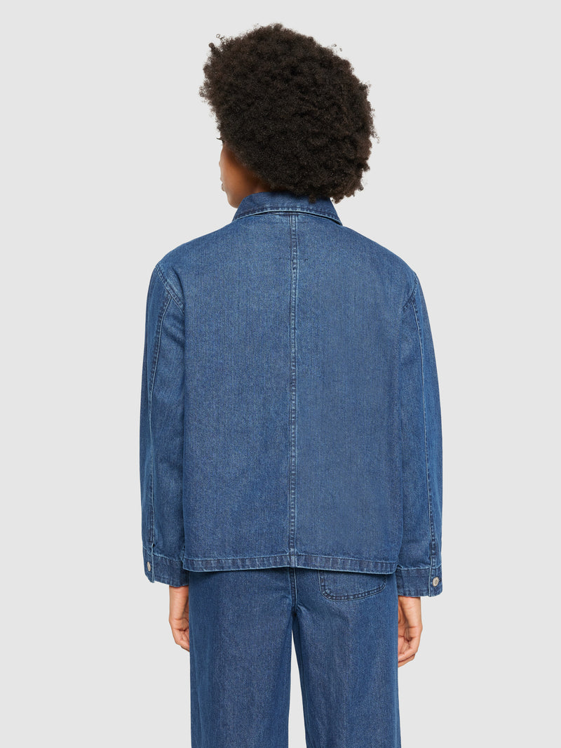 KnowledgeCotton Apparel - WMN Classic denim overshirt - GOTS/Vegan Overshirts 3059 Dark Blue denim