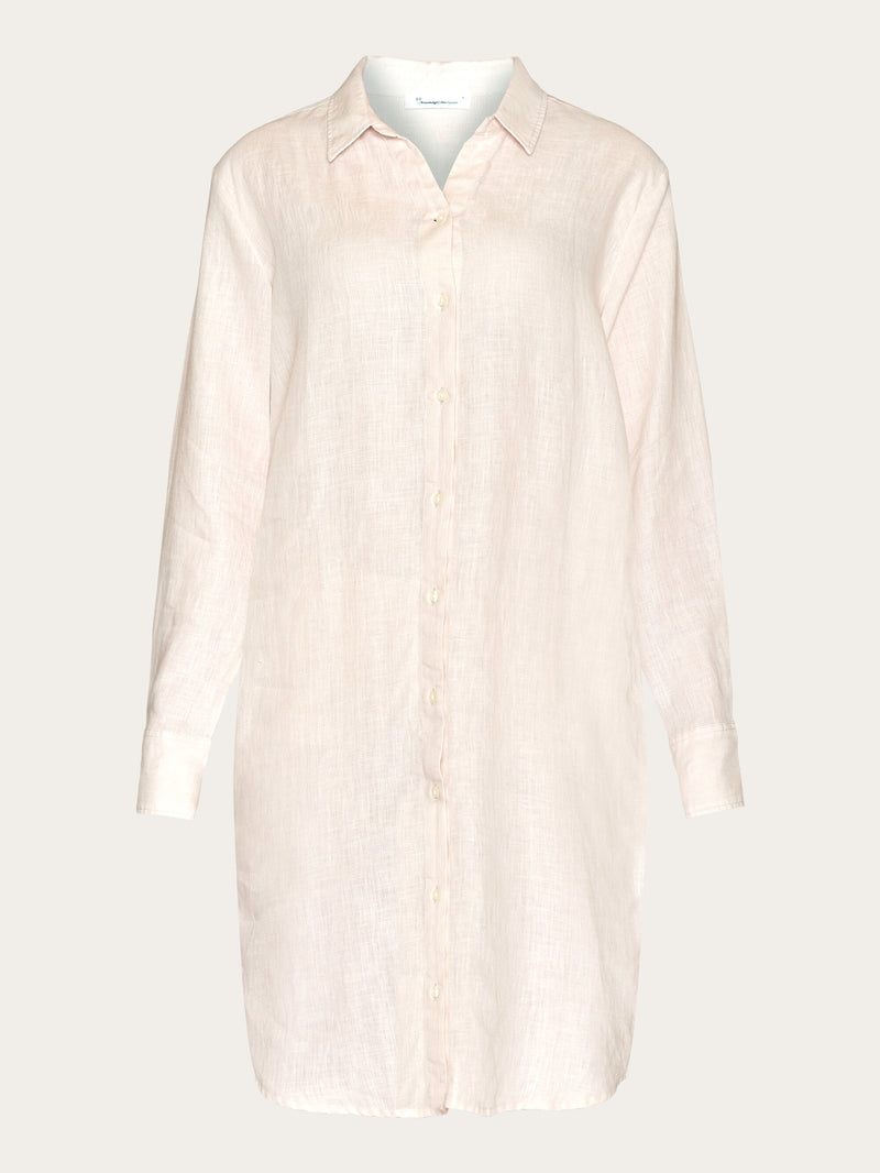 KnowledgeCotton Apparel - WMN Classic linen dress Dresses 1228 Light feather gray