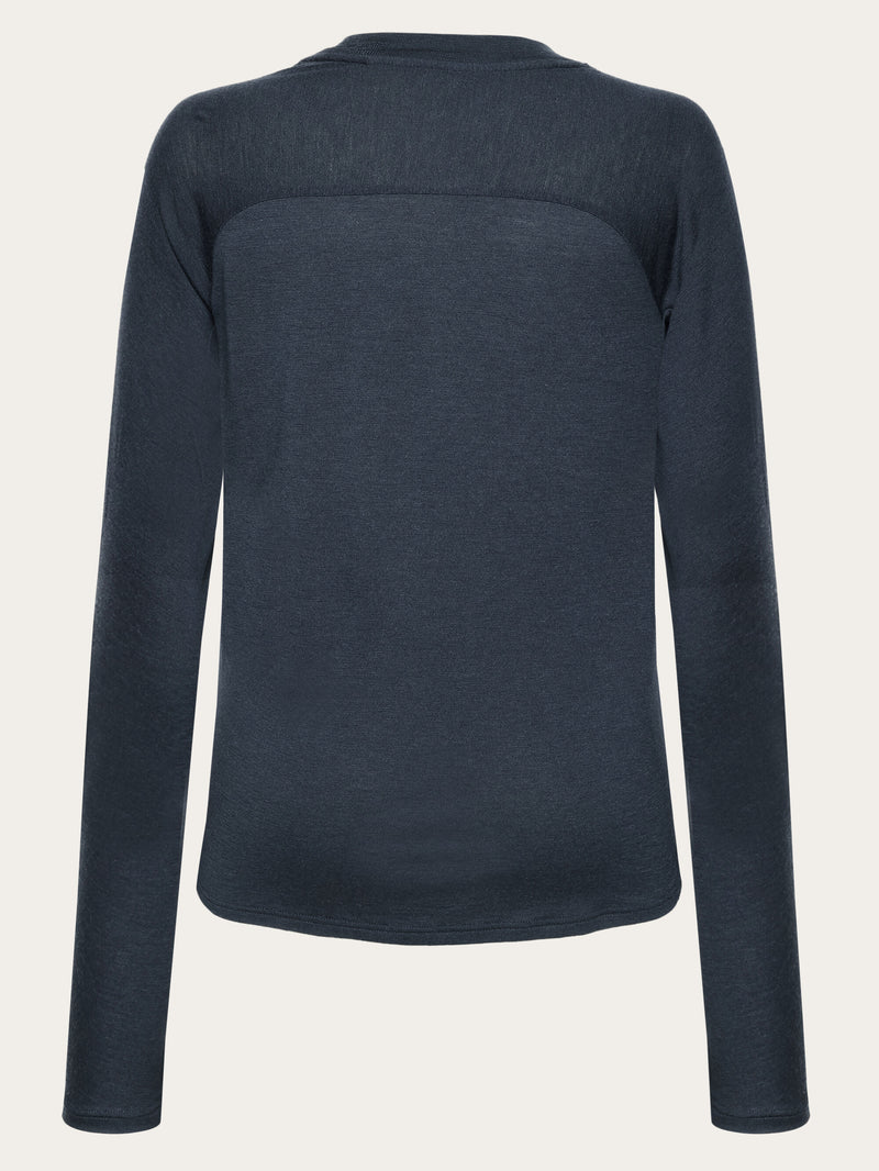 KnowledgeCotton Apparel - WMN Dynamic Wool 175 Single constructed long sleeve t-shirt - RWS Long Sleeves 1001 Total Eclipse