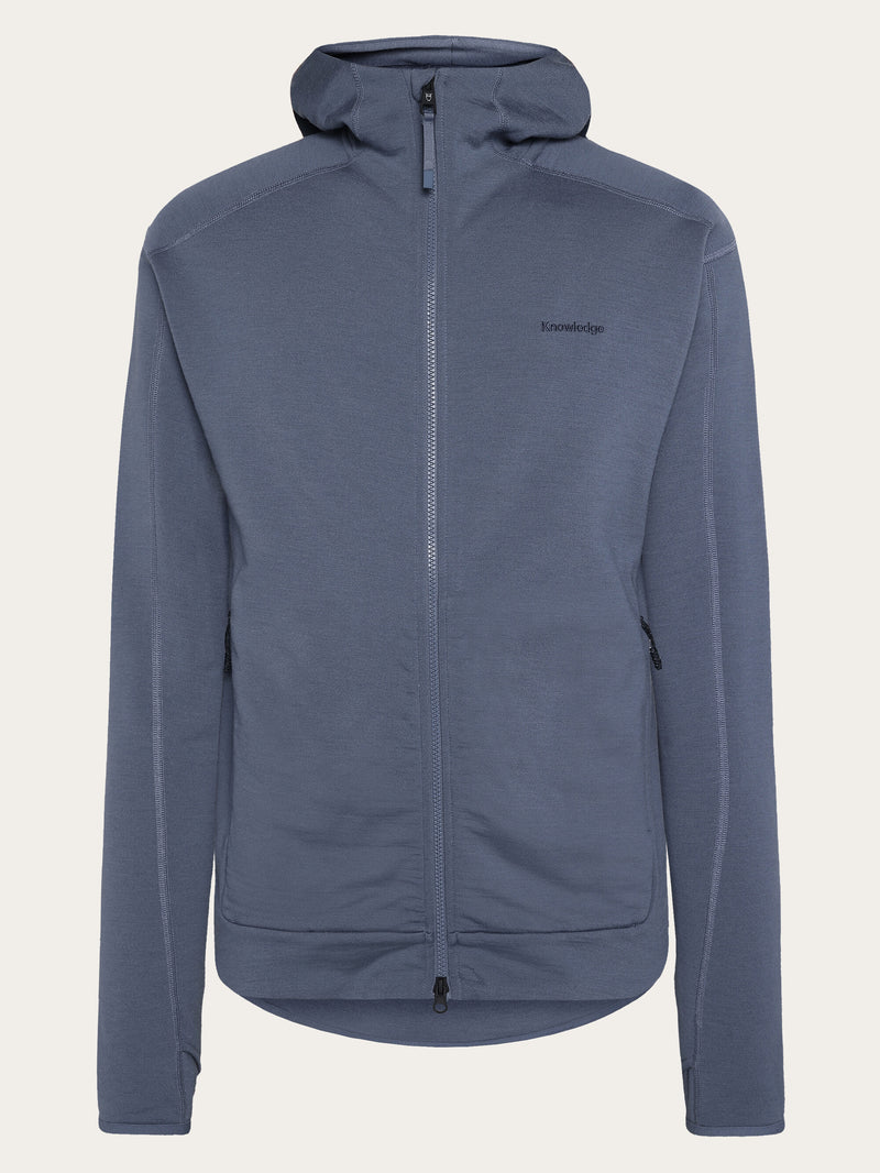 KnowledgeCotton Apparel - MEN Cleaver Wool 320 Fleece hoodie - RWS Fleeces 1226 Vintage Indigo
