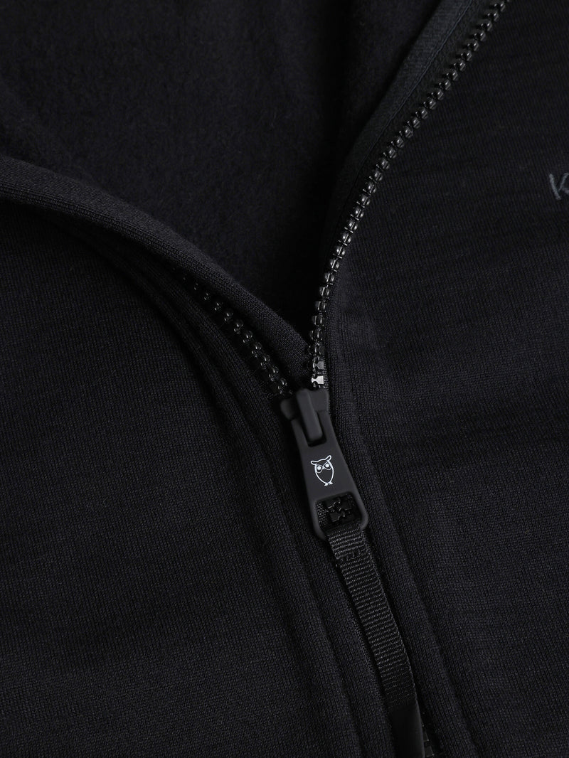 KnowledgeCotton Apparel - MEN Cleaver Wool 320 Fleece hoodie - RWS Fleeces 1300 Black Jet