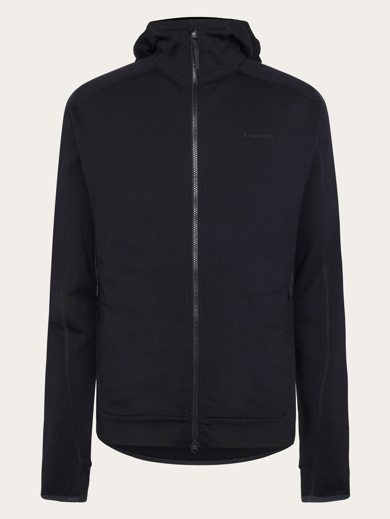 KnowledgeCotton Apparel - MEN Cleaver Wool 320 Fleece hoodie - RWS Fleeces 1300 Black Jet