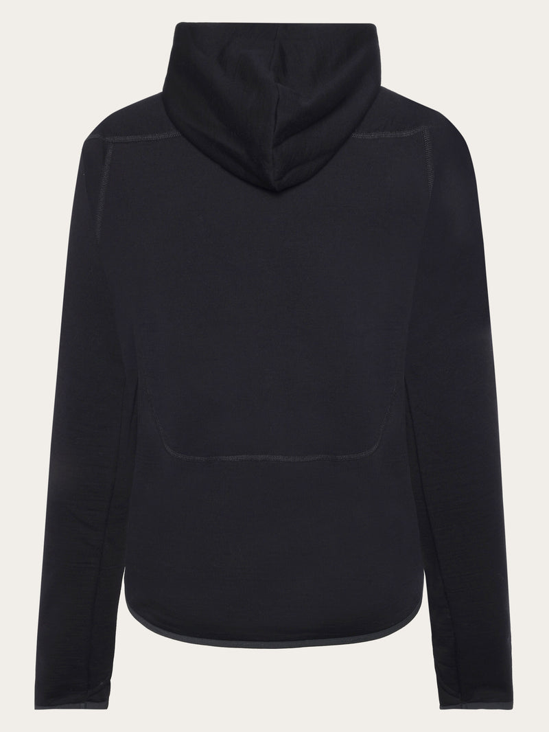 KnowledgeCotton Apparel - WMN Cleaver Wool 320 Fleece hoody - RWS Fleeces 1300 Black Jet